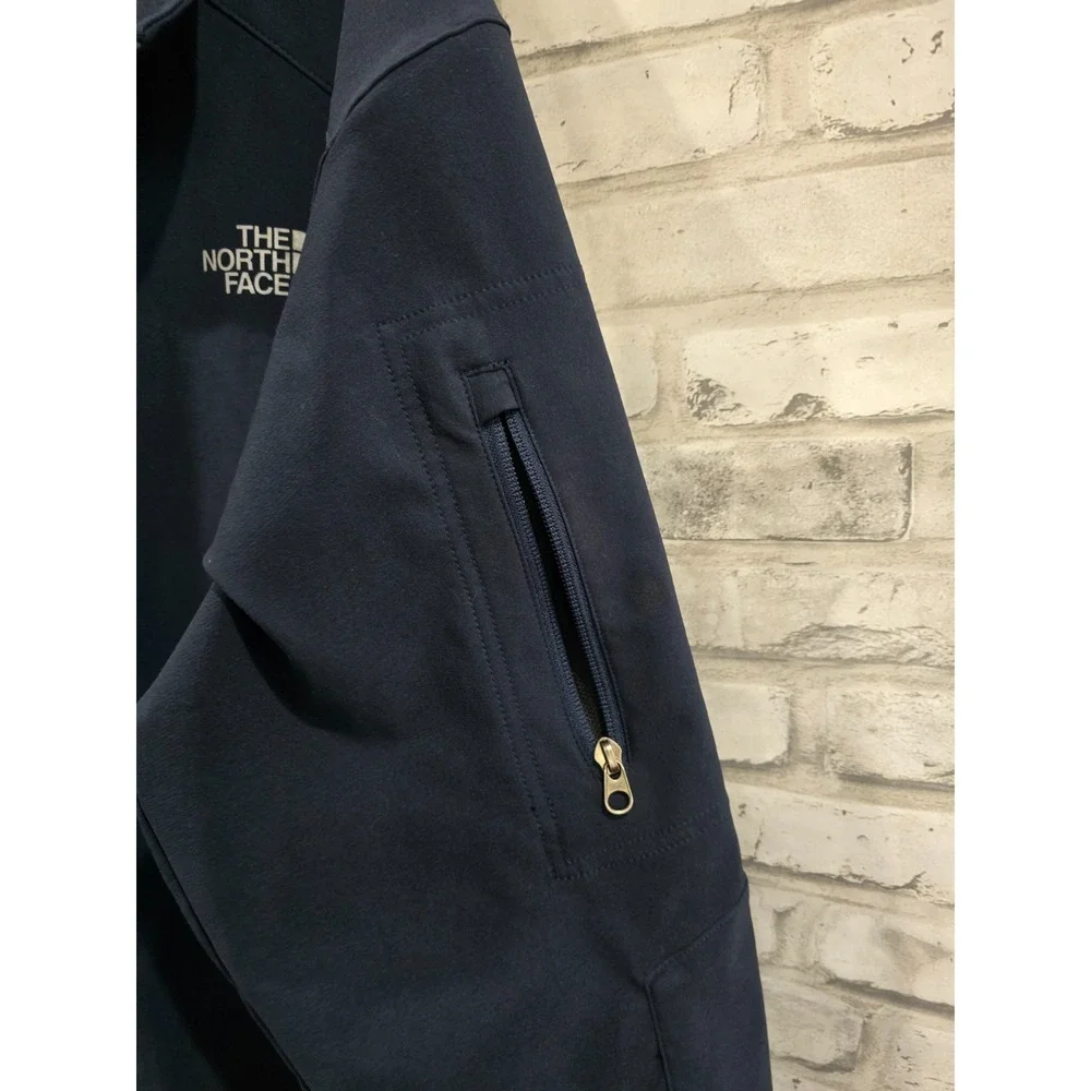 The North Face Apex‎ Men XL Full Zip Hooded Softshell Jacket Blue Drawstring Hem